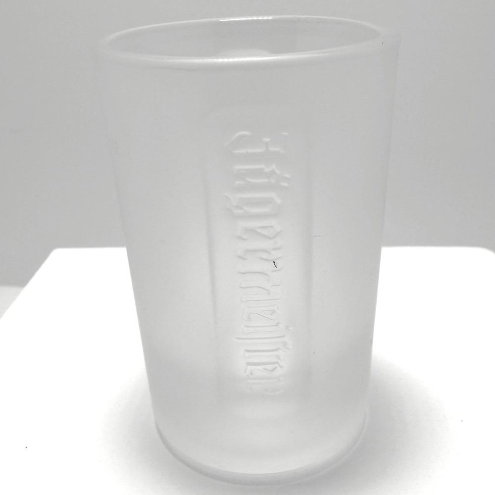 Jagermeister Shot Glass Frosted Embossed Logo Barware Clear White Stag Head